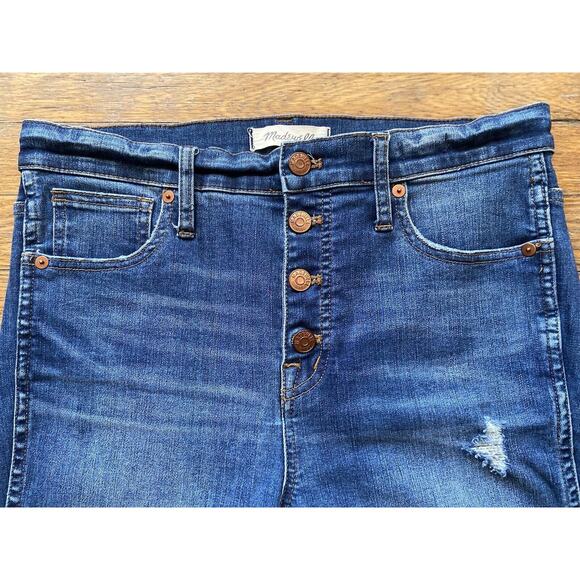 MADEWELL ‘10” High-Rise Skinny’ Distressed Button-Fly Stretch Jeans sz 29 (w30) - Picture 3 of 13